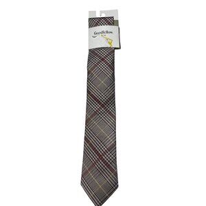 Goodfellow‎ & Co Burgundy Checkered Tie Recycled Polyester Dry Clean